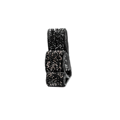 Italian Black and Silver Glitter Velvet Ribbon - 0.375" Detail