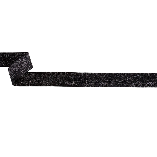 Italian Black and Silver Glitter Velvet Ribbon - 1"