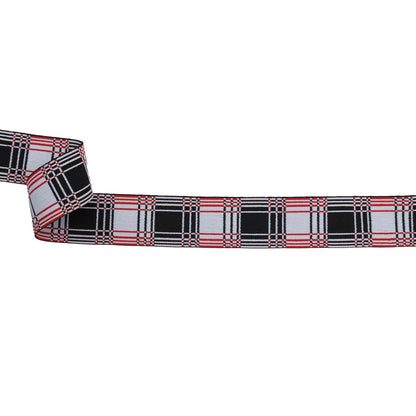 Italian White, Black and Red Plaid Elastic Trim - 1.625"