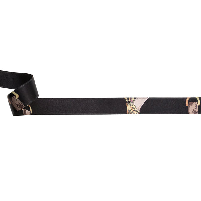 Italian Black and Gold Purse Straps and Chains Satin Ribbon - 1"