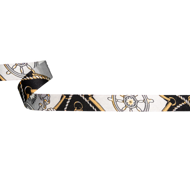 Italian Flint Gray, Slate Black and Antique Gold Purse Straps and Chains Satin Ribbon - 1"