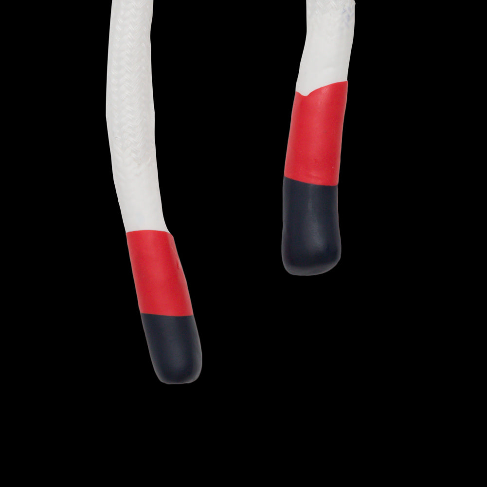 Italian White Drawstring with Navy and Red Tips - 52" Detail