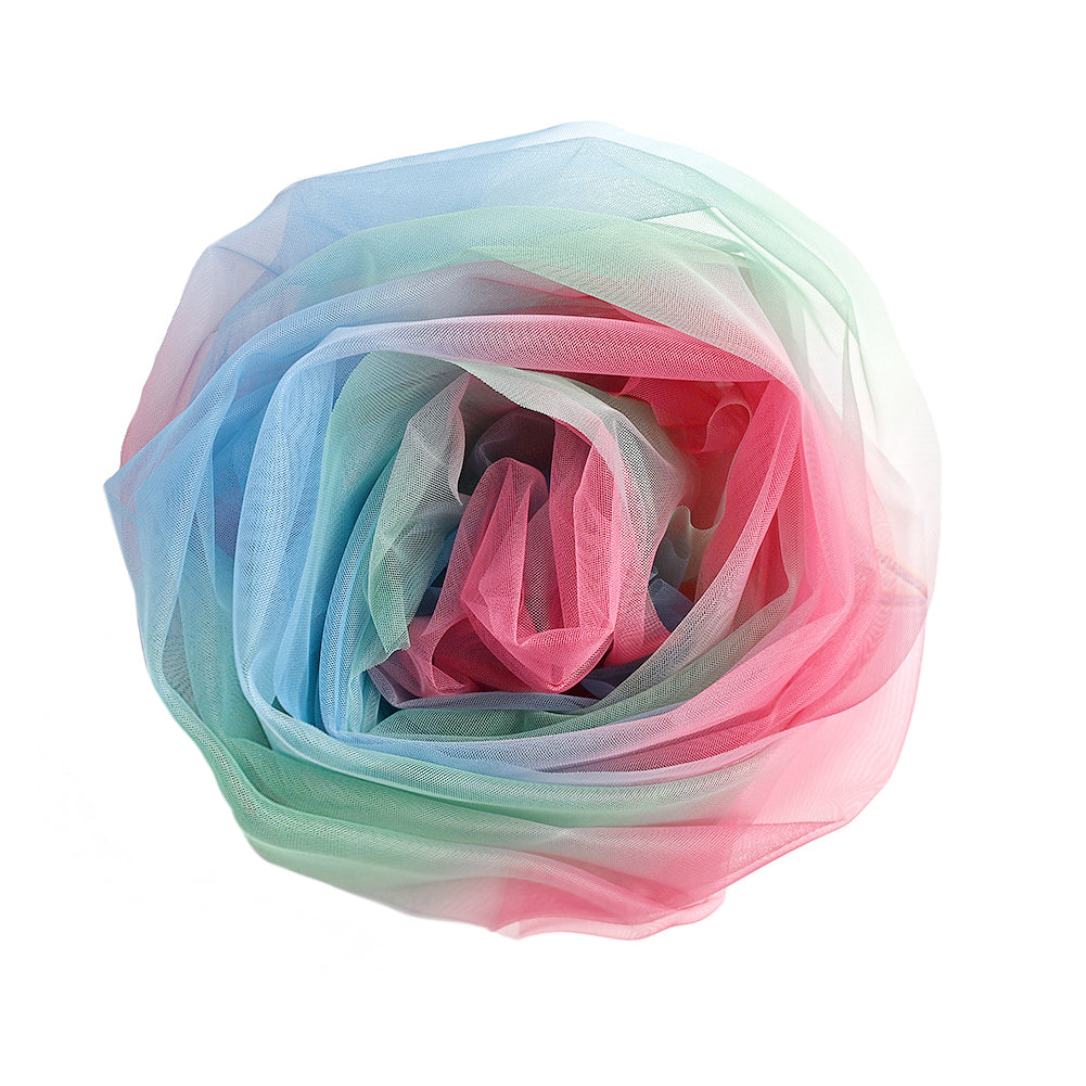 Ombre Shadow Tulle - Sea Pink, Green and Angel Falls Detail