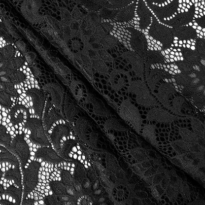 Re-Embroidered Stretch Lace - Black Sunflowers - McKee Collection Full