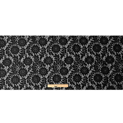 Re-Embroidered Stretch Lace - Black Sunflowers - McKee Collection Drape