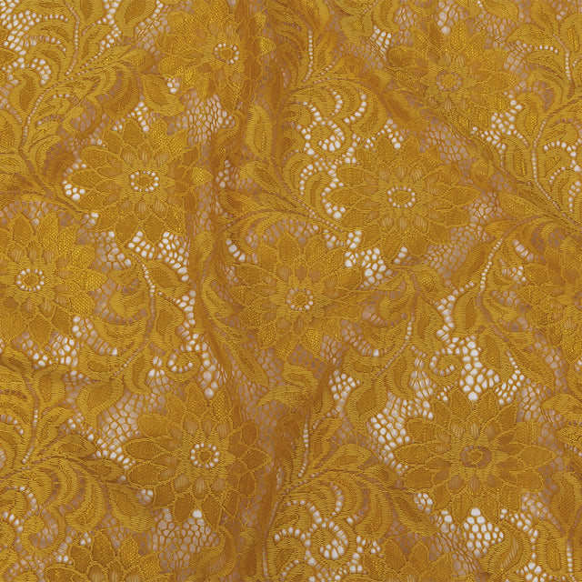Re-Embroidered Stretch Lace - Mustard Sunflowers - McKee Collection