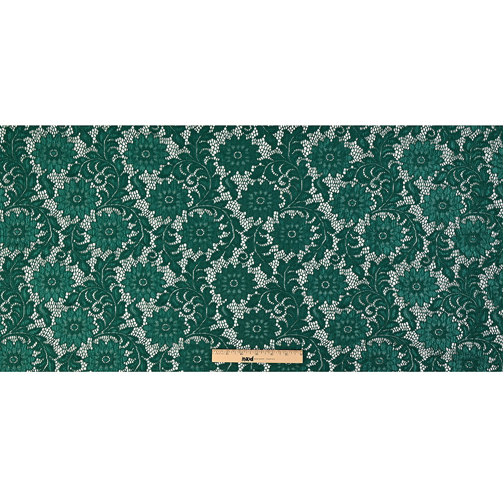 Re-Embroidered Stretch Lace - Emerald Sunflowers - McKee Collection Drape