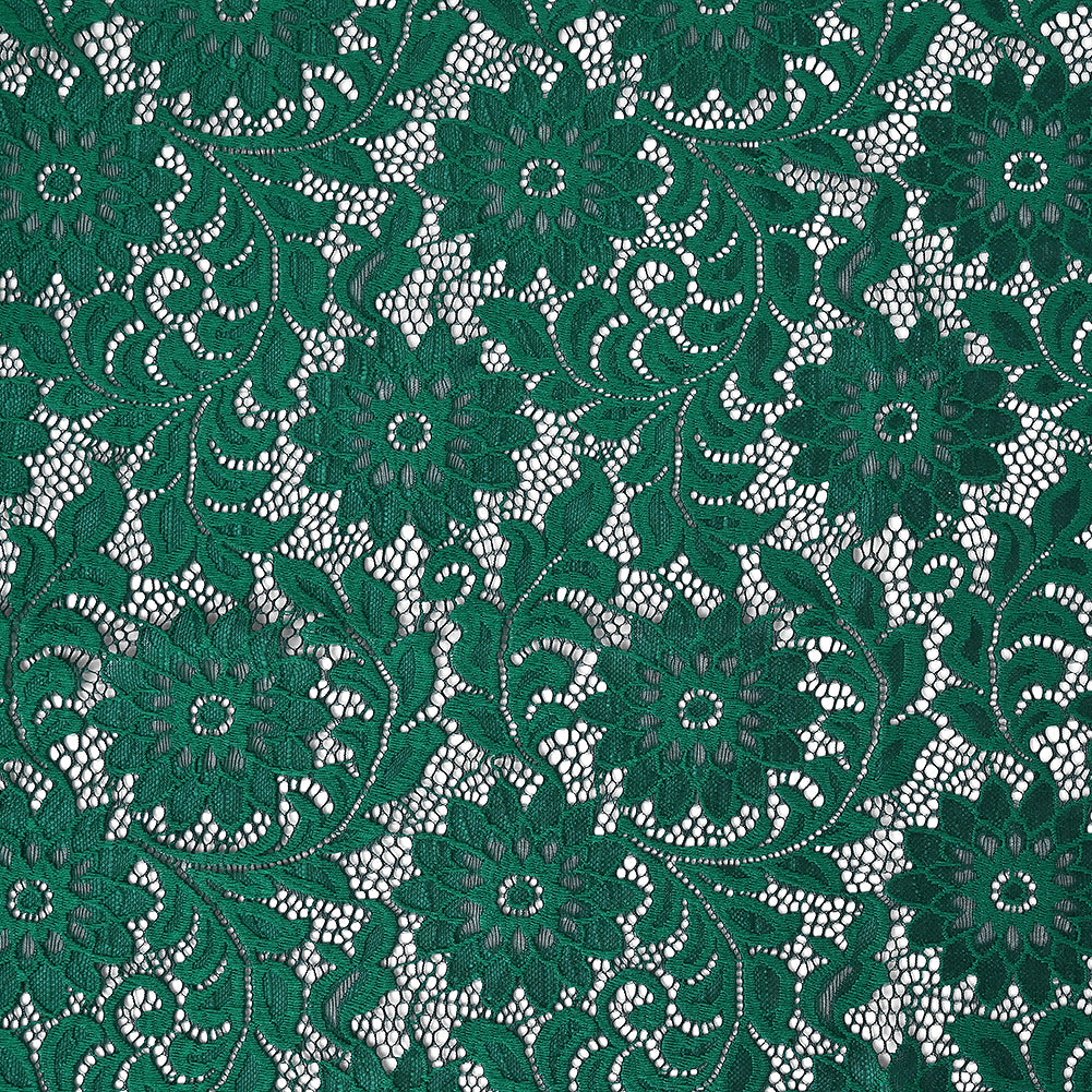Re-Embroidered Stretch Lace - Emerald Sunflowers - McKee Collection