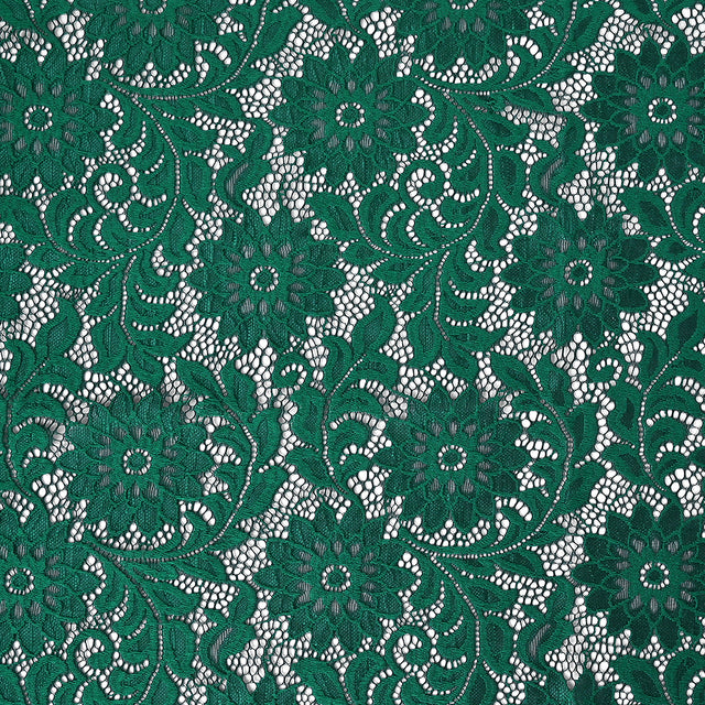 Re-Embroidered Stretch Lace - Emerald Sunflowers - McKee Collection