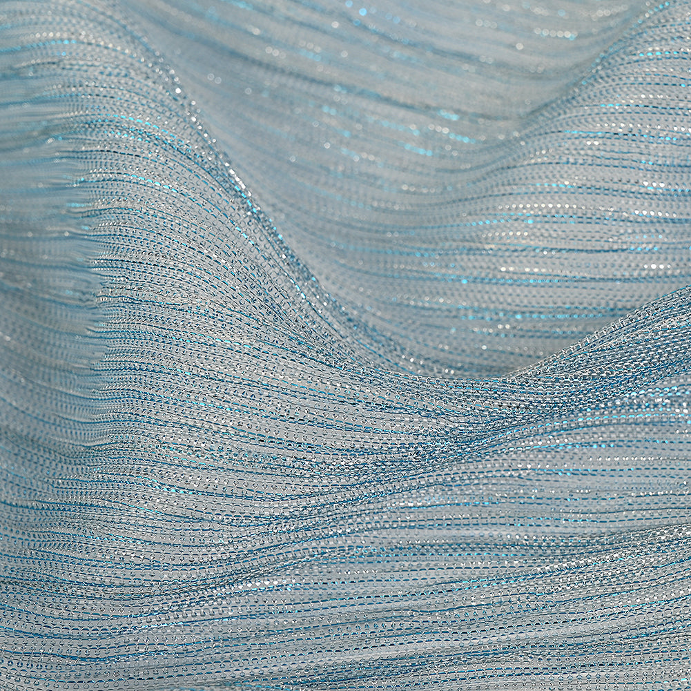 Metallic Stretch Plisse - Baby Blue - Natalia Collection Folded