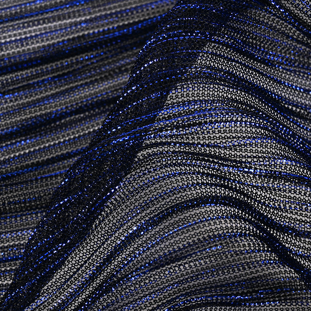 Metallic Stretch Plisse - Magnetic Blue - Natalia Collection Folded
