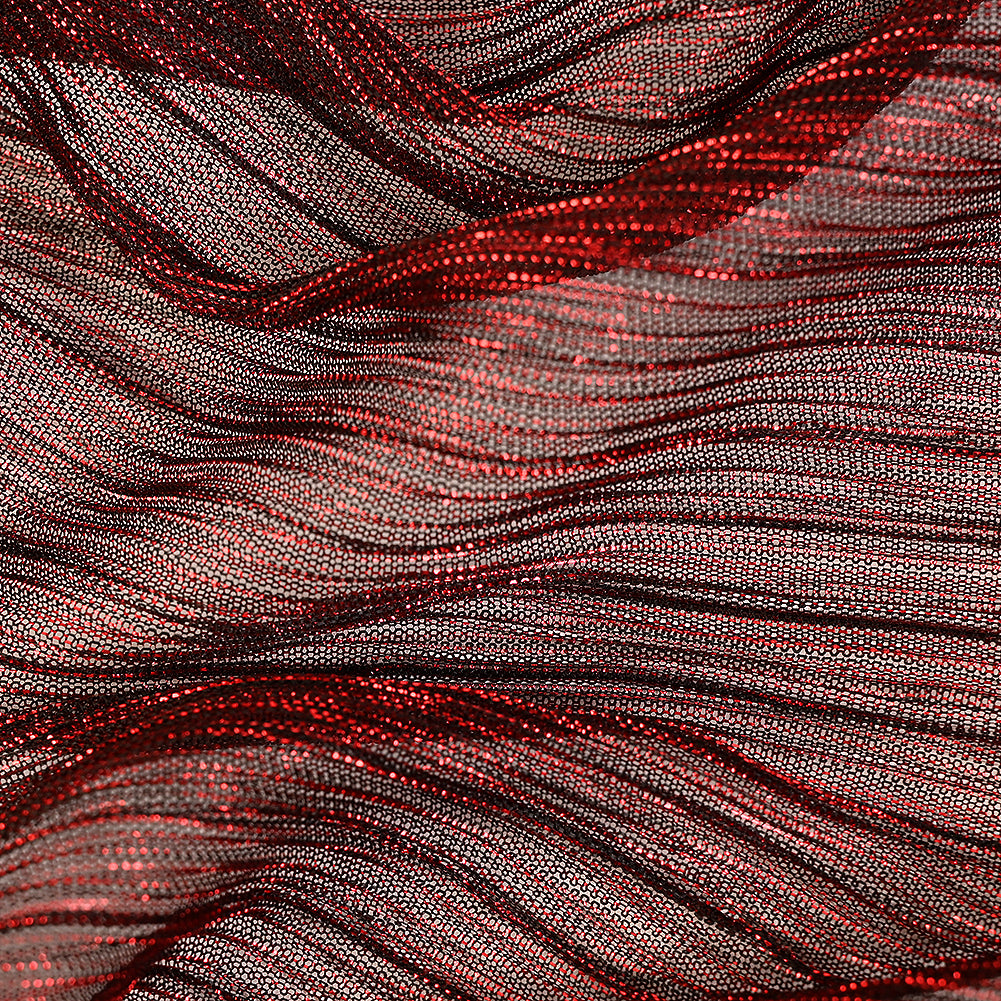 Metallic Stretch Plisse - Corazon and Black - Natalia Collection Folded