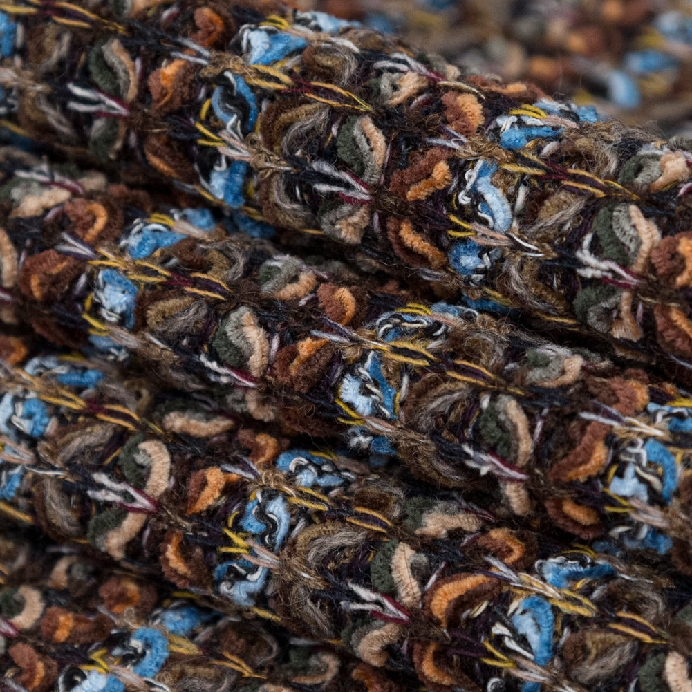 Brown, Aqua and Olive Striped Blended Wool Knit Folded