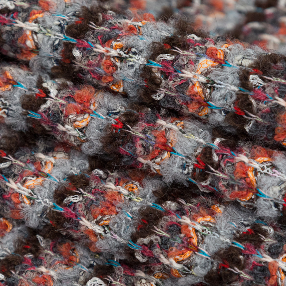Rustic Orange, Chocolate Lab and Gray Striped Blended Wool Knit Folded