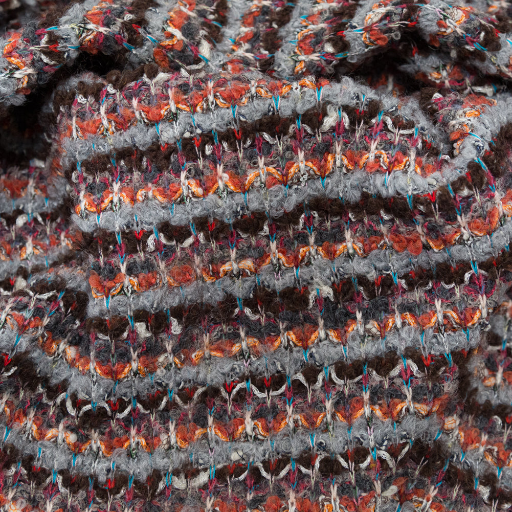 Rustic Orange, Chocolate Lab and Gray Striped Blended Wool Knit Detail