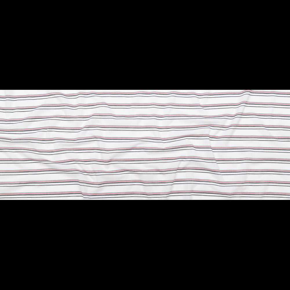 Italian Tomato Puree, White and Magnet Striped Cotton Voile Full