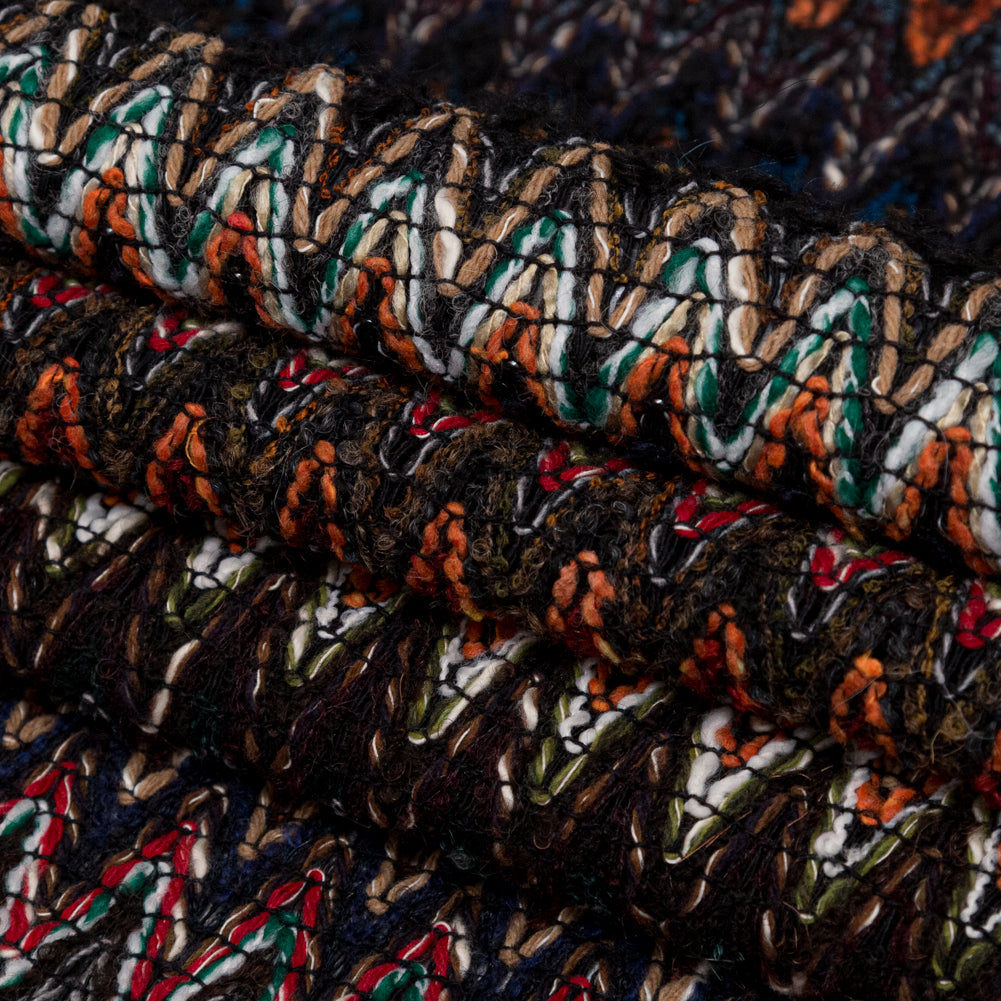 Italian Fall Tones Zig-Zag Novelty Wool Knit Folded