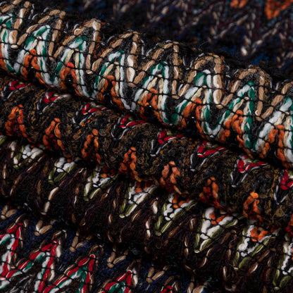 Italian Fall Tones Zig-Zag Novelty Wool Knit Folded