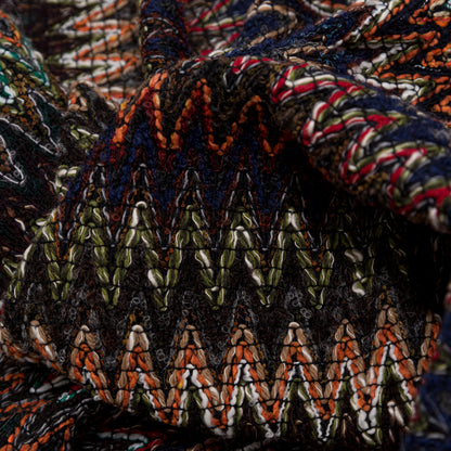 Italian Fall Tones Zig-Zag Novelty Wool Knit Detail