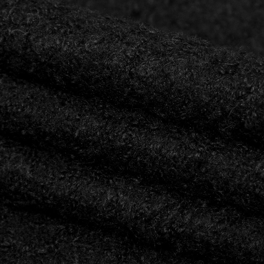 Black Boucled Blended Wool Knit Folded