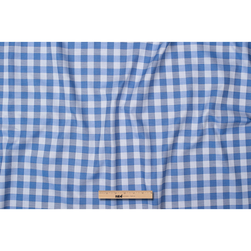 Premium Pale Iris and Royal Blue Plaid Single Ply Cotton Shirting Full