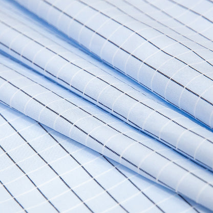 Premium Light Blue Woven Checks Dobby Cotton Shirting Folded