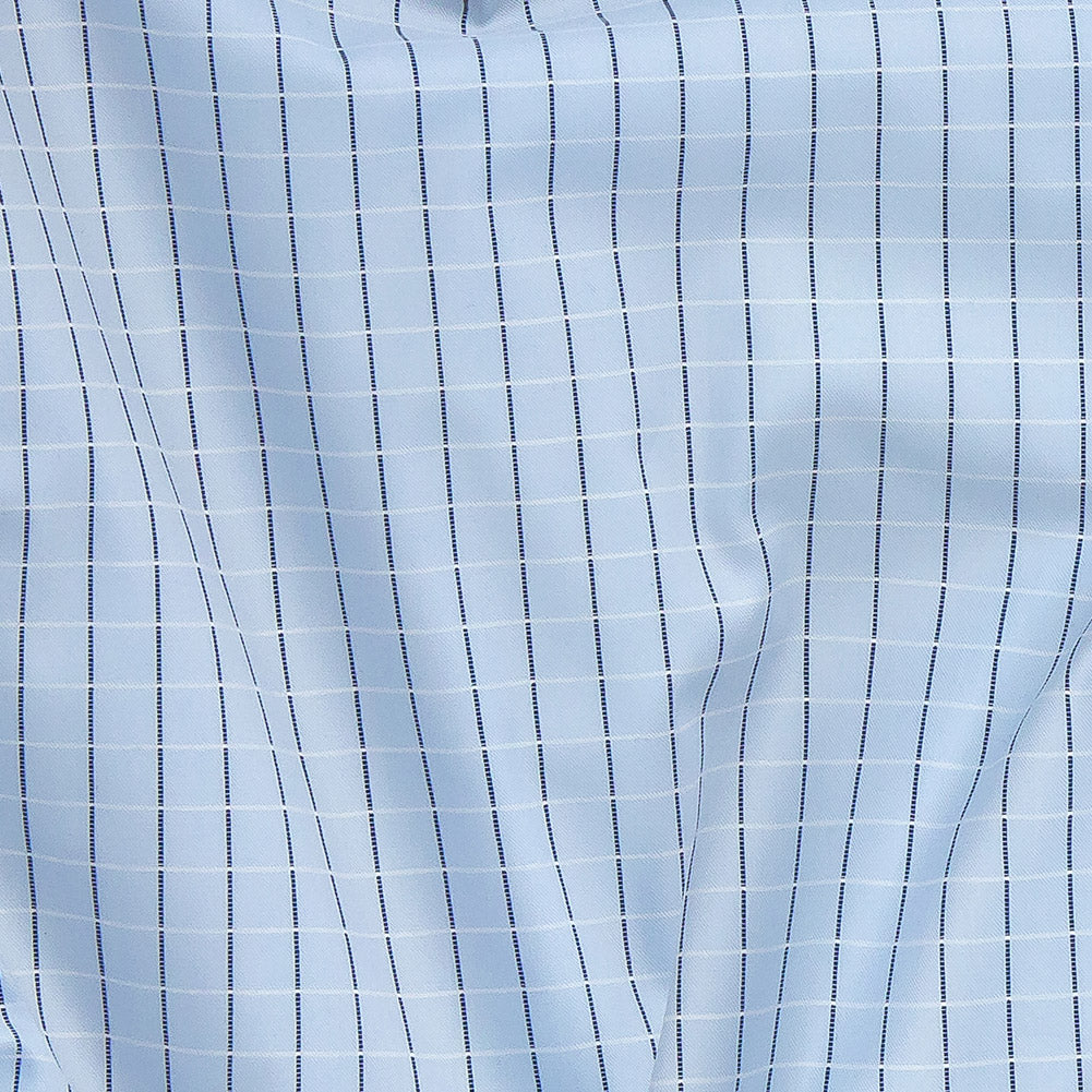 Premium Light Blue Woven Checks Dobby Cotton Shirting Detail
