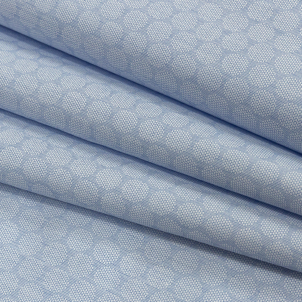 Premium Light Blue Circular Dandelions Cotton Shirting Folded