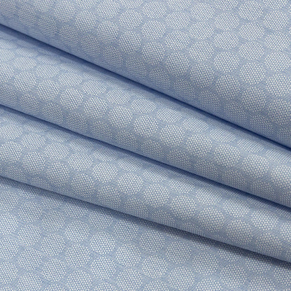 Premium Light Blue Circular Dandelions Cotton Shirting Folded