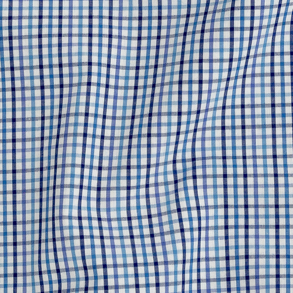 Premium Gradient Blues Minute Plaid Cotton Shirting Detail