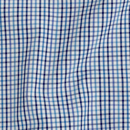 Premium Gradient Blues Minute Plaid Cotton Shirting Detail