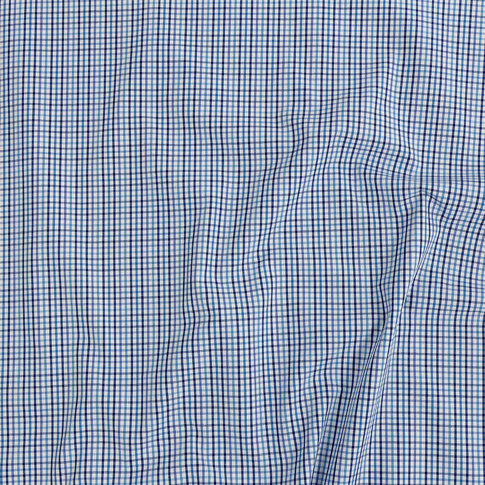 Premium Gradient Blues Minute Plaid Cotton Shirting