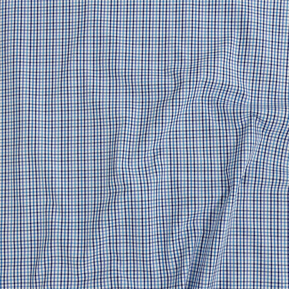 Premium Gradient Blues Minute Plaid Cotton Shirting