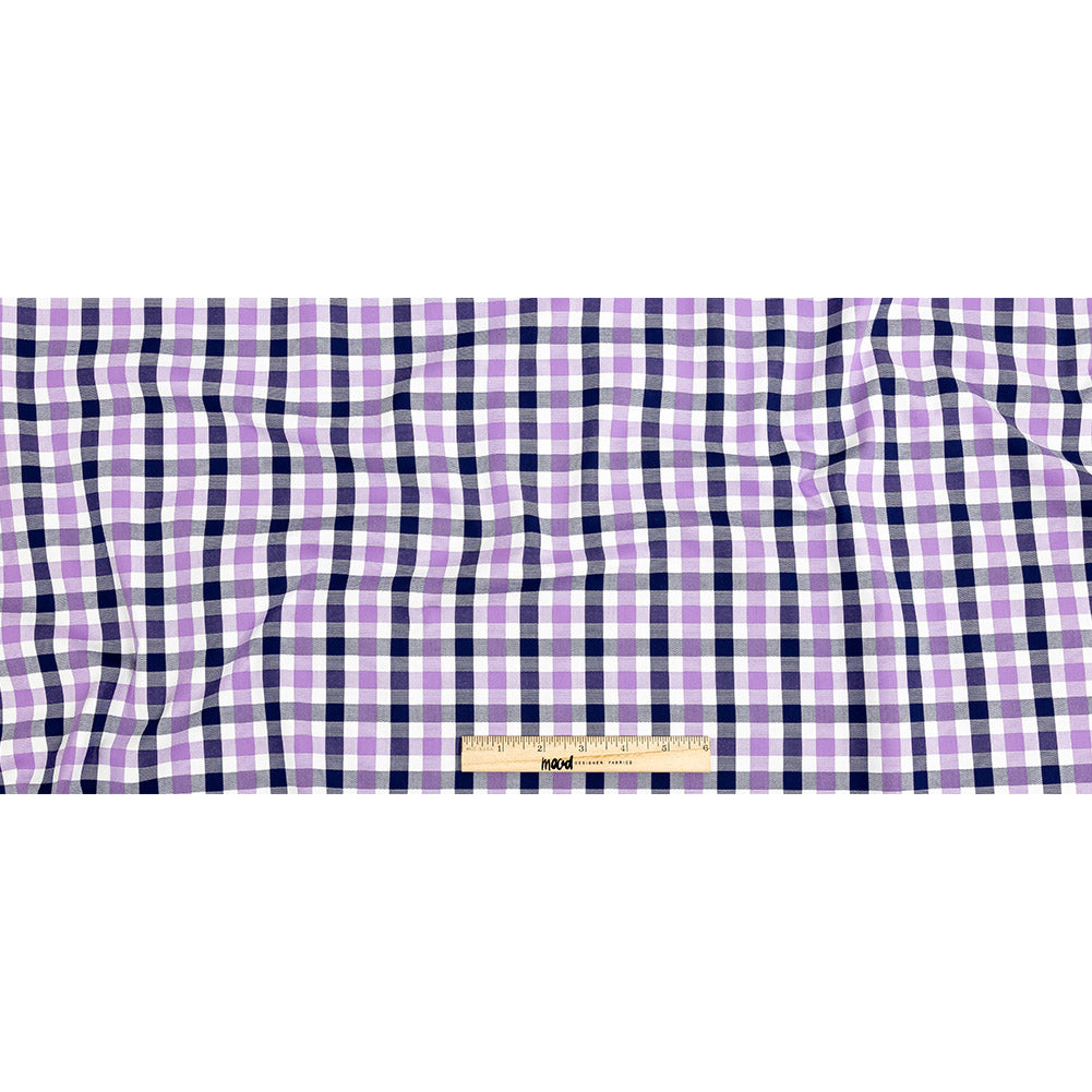 Premium Deep Wisteria and Navy Large Tattersall Checkered Cotton Shirting Full