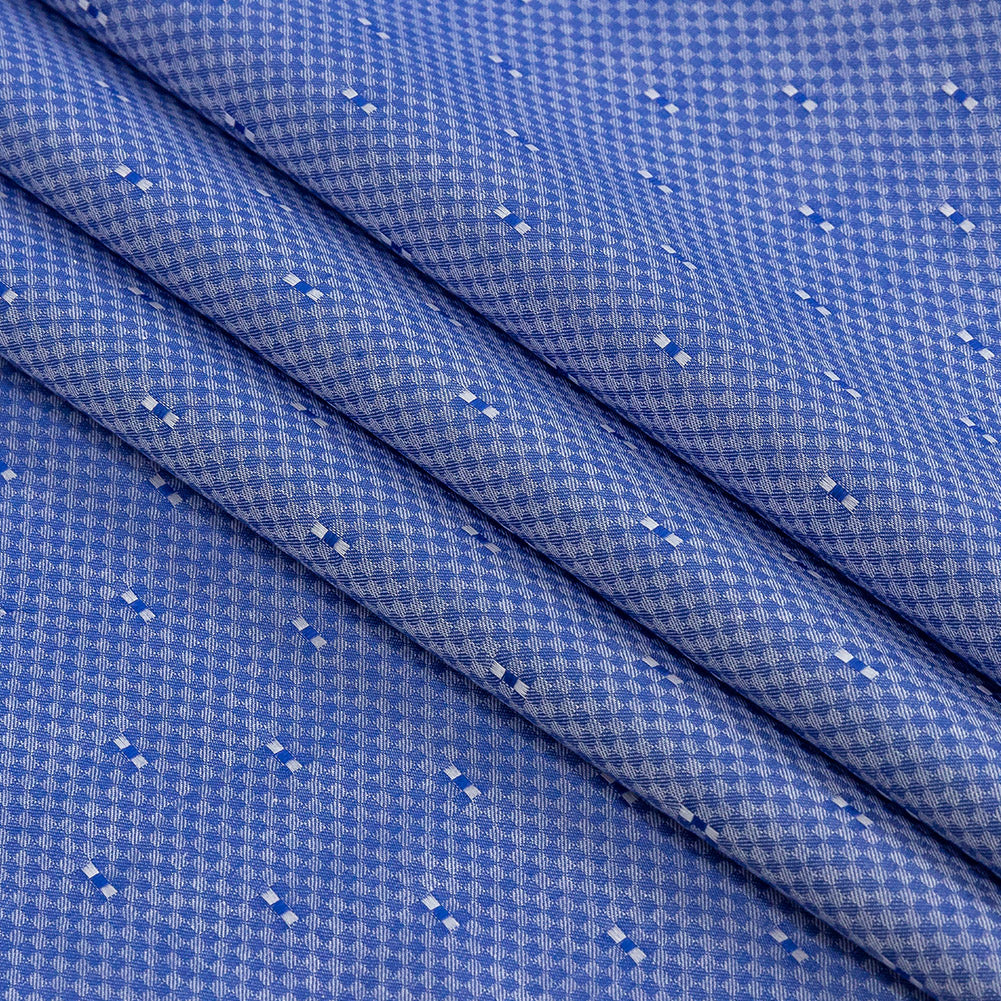 Premium Deep Periwinkle Minute Checks Dobby Cotton Shirting Folded