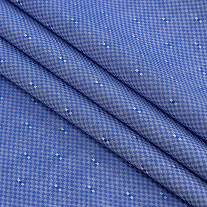 Premium Deep Periwinkle Minute Checks Dobby Cotton Shirting Folded