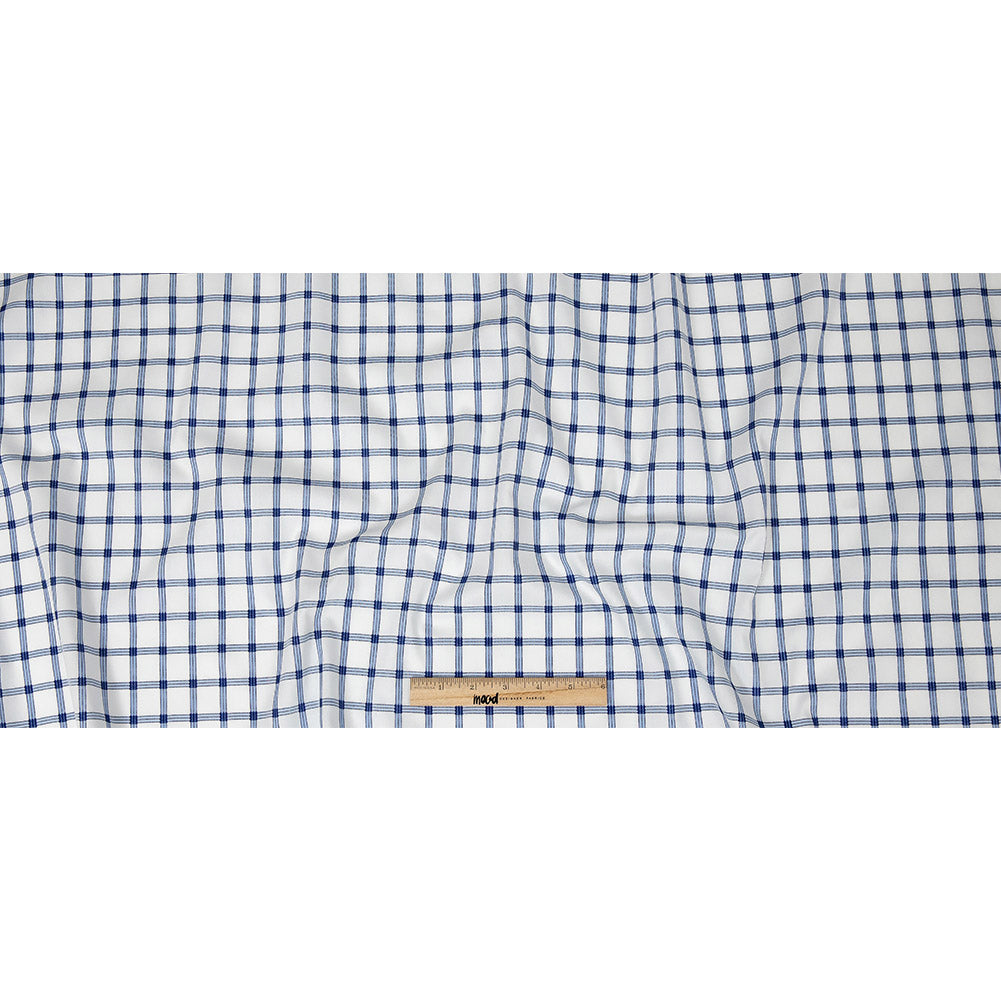 Premium Blue and White Checkered Dobby Cotton Shirting Full