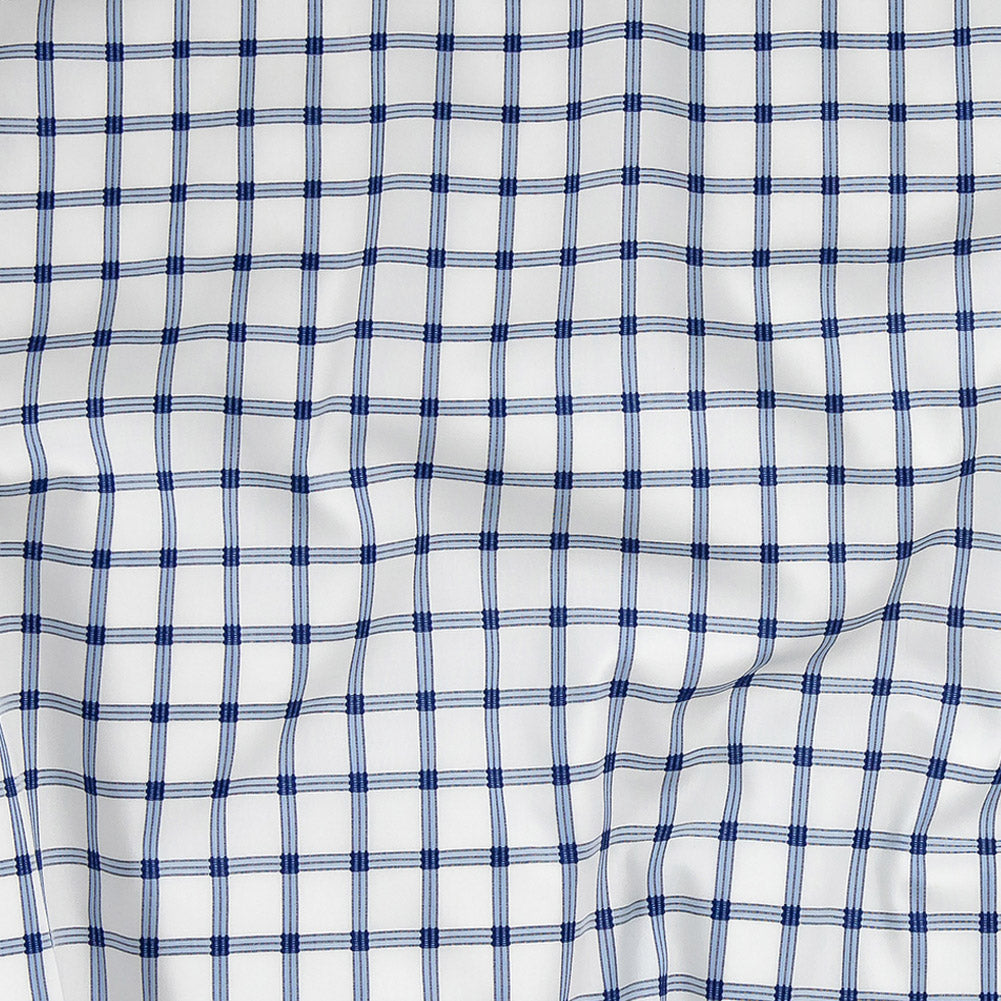 Premium Blue and White Checkered Dobby Cotton Shirting