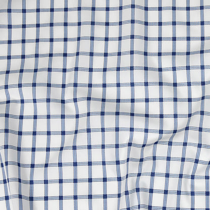 Premium Blue and White Checkered Dobby Cotton Shirting