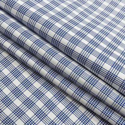 Premium Deep Ultramarine and White Patterned Checks Dobby Cotton Shirting Folded