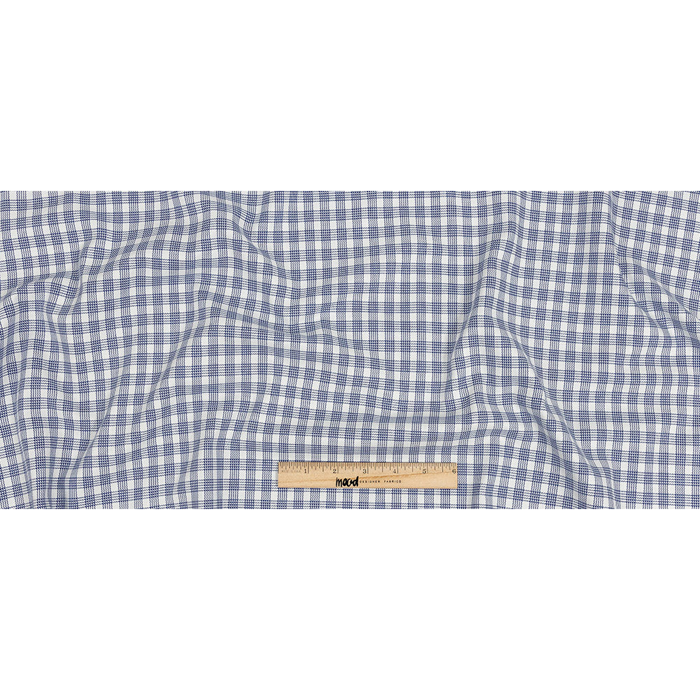 Premium Deep Ultramarine and White Patterned Checks Dobby Cotton Shirting Full