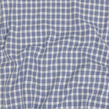 Premium Deep Ultramarine and White Patterned Checks Dobby Cotton Shirting