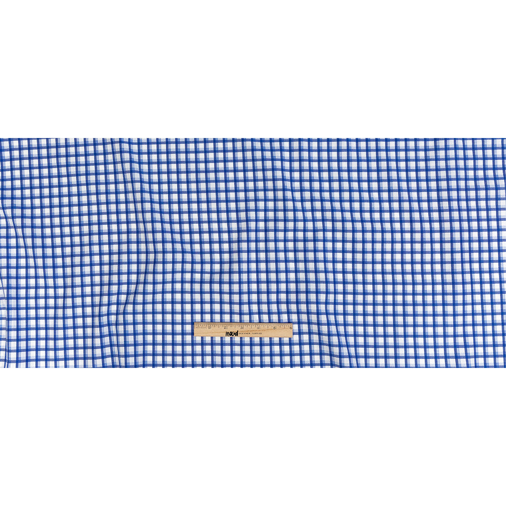Premium Baja Blue and Hydrangea Shadow Check and Chevron Cotton Dobby Shirting Full
