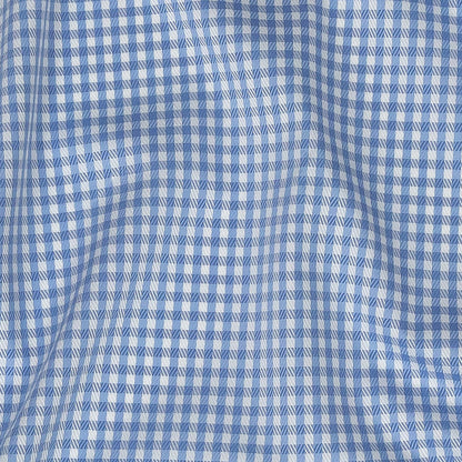 Premium Light Blue and White Checkered and Herringbone Cotton Dobby Shirting Detail