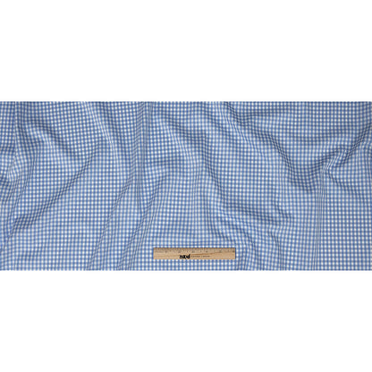 Premium Light Blue and White Checkered and Herringbone Cotton Dobby Shirting Full