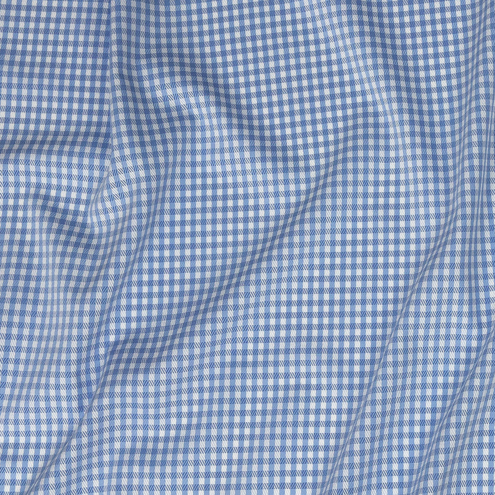 Premium Light Blue and White Checkered and Herringbone Cotton Dobby Shirting