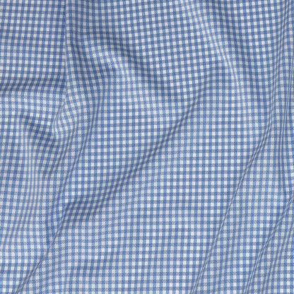 Premium Light Blue and White Checkered and Herringbone Cotton Dobby Shirting