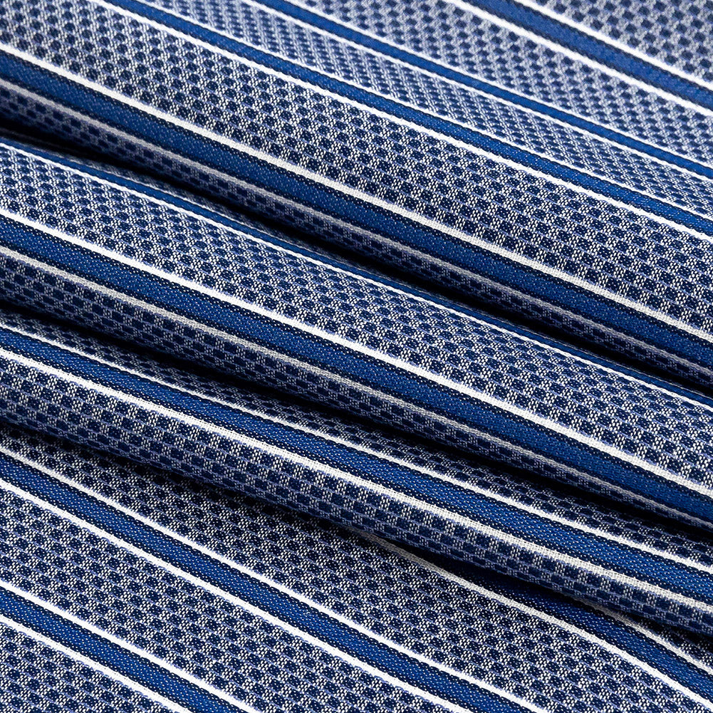 Premium Medium Blue Checks and Stripes Cotton Shirting Folded