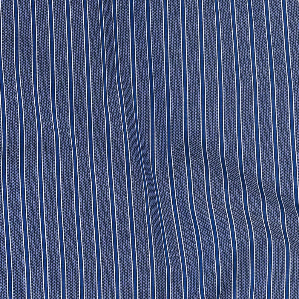 Premium Medium Blue Checks and Stripes Cotton Shirting Detail