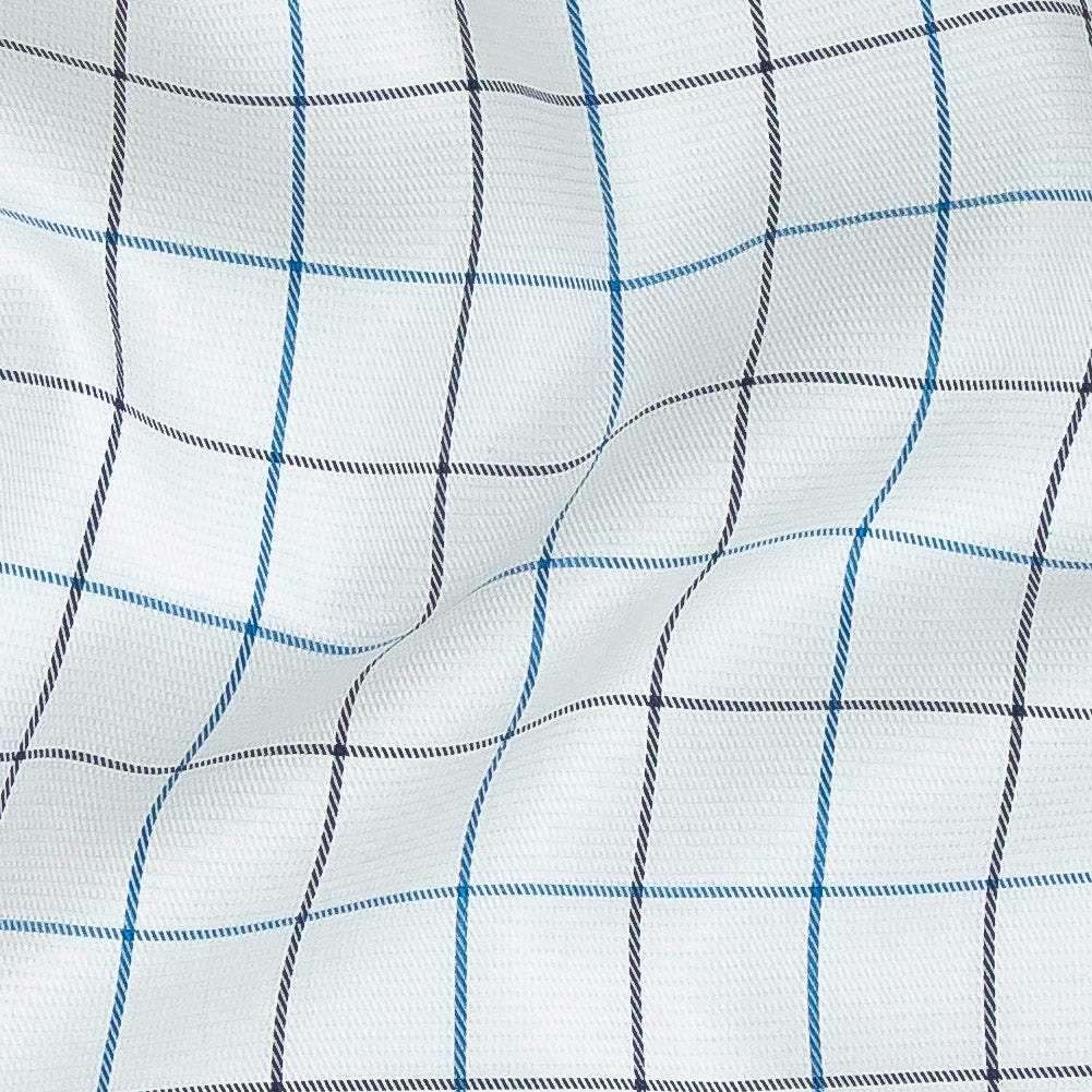 Premium Gradient Blues and White Checkered Dobby Cotton Shirting Detail
